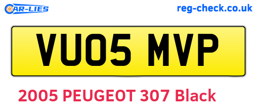 VU05MVP are the vehicle registration plates.