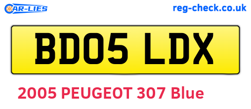 BD05LDX are the vehicle registration plates.