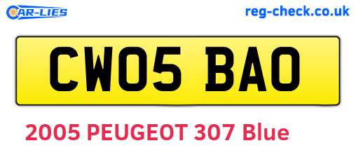 CW05BAO are the vehicle registration plates.