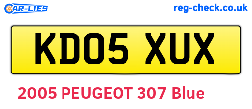 KD05XUX are the vehicle registration plates.