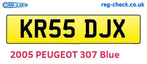 KR55DJX are the vehicle registration plates.