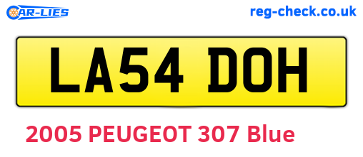 LA54DOH are the vehicle registration plates.