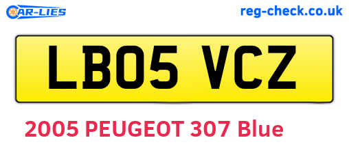 LB05VCZ are the vehicle registration plates.