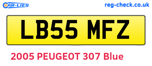 LB55MFZ are the vehicle registration plates.