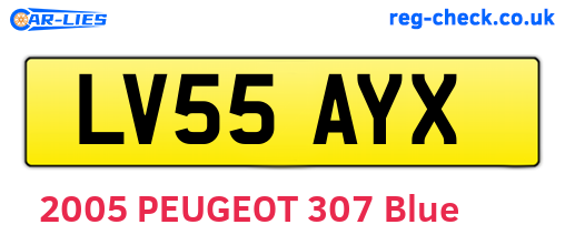 LV55AYX are the vehicle registration plates.