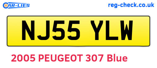 NJ55YLW are the vehicle registration plates.