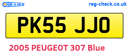 PK55JJO are the vehicle registration plates.