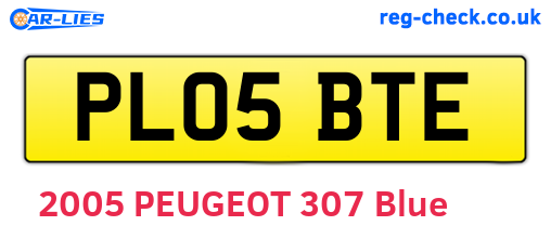 PL05BTE are the vehicle registration plates.