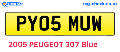 PY05MUW are the vehicle registration plates.