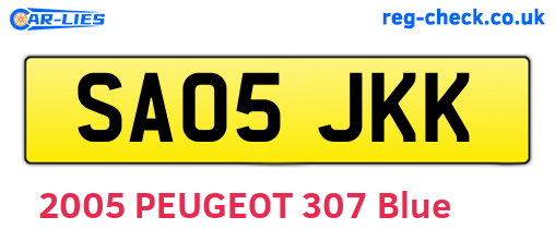 SA05JKK are the vehicle registration plates.