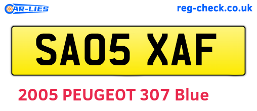 SA05XAF are the vehicle registration plates.