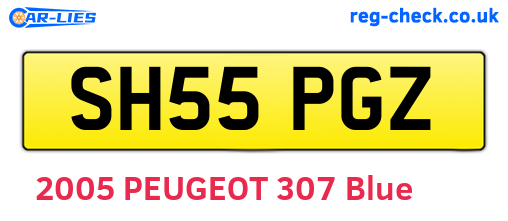 SH55PGZ are the vehicle registration plates.