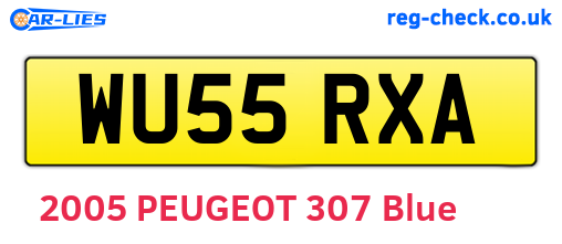 WU55RXA are the vehicle registration plates.