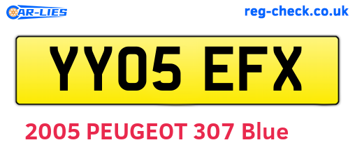 YY05EFX are the vehicle registration plates.