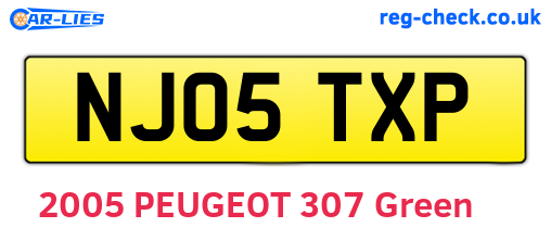NJ05TXP are the vehicle registration plates.
