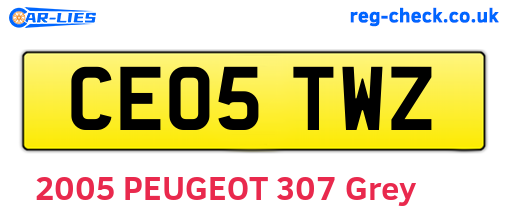 CE05TWZ are the vehicle registration plates.