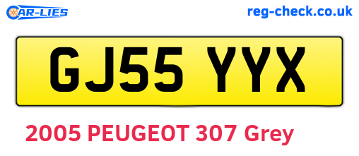 GJ55YYX are the vehicle registration plates.