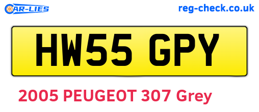 HW55GPY are the vehicle registration plates.