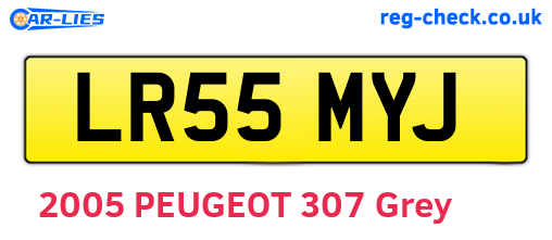 LR55MYJ are the vehicle registration plates.