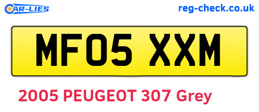 MF05XXM are the vehicle registration plates.