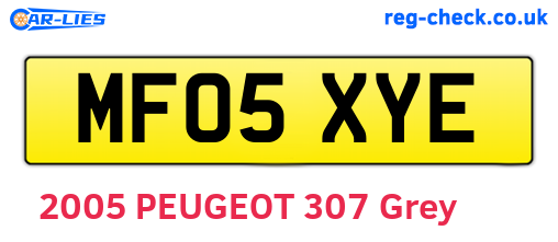 MF05XYE are the vehicle registration plates.