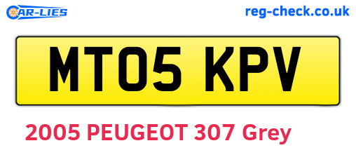 MT05KPV are the vehicle registration plates.