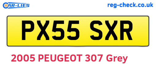 PX55SXR are the vehicle registration plates.