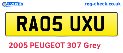 RA05UXU are the vehicle registration plates.