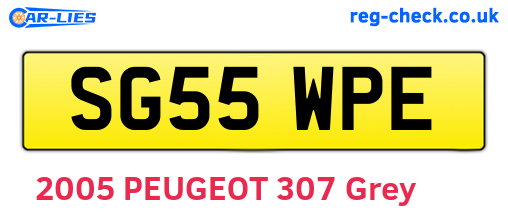 SG55WPE are the vehicle registration plates.
