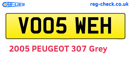 VO05WEH are the vehicle registration plates.
