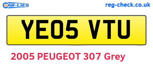 YE05VTU are the vehicle registration plates.