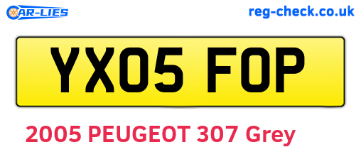 YX05FOP are the vehicle registration plates.
