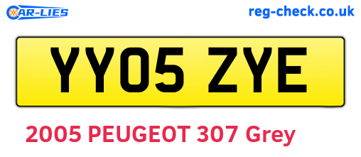 YY05ZYE are the vehicle registration plates.