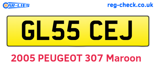 GL55CEJ are the vehicle registration plates.