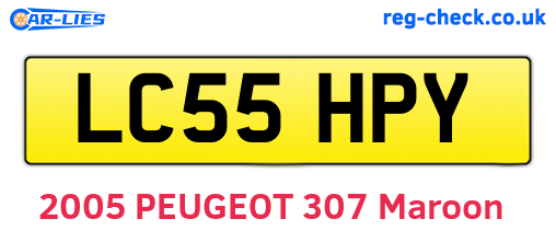 LC55HPY are the vehicle registration plates.