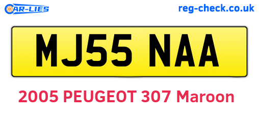 MJ55NAA are the vehicle registration plates.