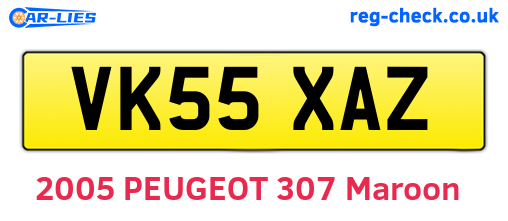 VK55XAZ are the vehicle registration plates.