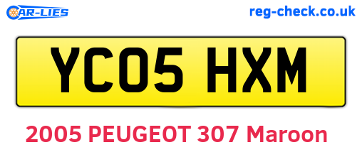 YC05HXM are the vehicle registration plates.