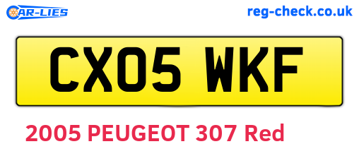 CX05WKF are the vehicle registration plates.