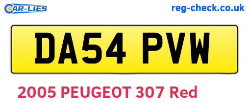 DA54PVW are the vehicle registration plates.