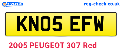 KN05EFW are the vehicle registration plates.