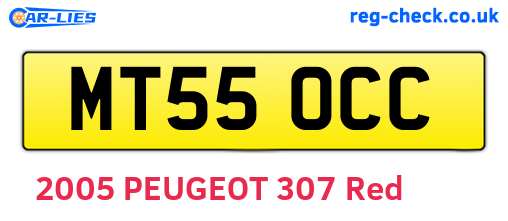 MT55OCC are the vehicle registration plates.