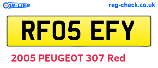 RF05EFY are the vehicle registration plates.