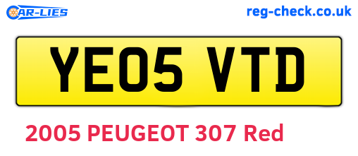 YE05VTD are the vehicle registration plates.
