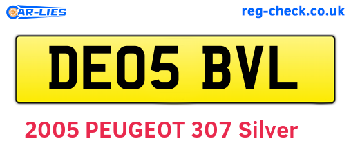 DE05BVL are the vehicle registration plates.