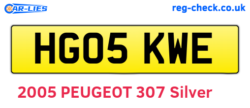 HG05KWE are the vehicle registration plates.