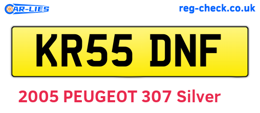 KR55DNF are the vehicle registration plates.