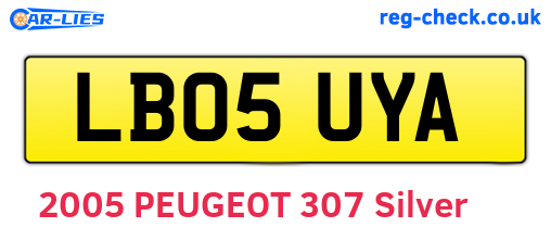 LB05UYA are the vehicle registration plates.
