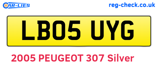 LB05UYG are the vehicle registration plates.