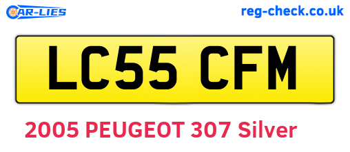 LC55CFM are the vehicle registration plates.